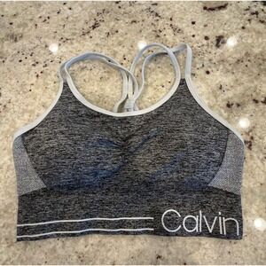 Calvin Klein Performance Sports Bra Gray Seamless Size M